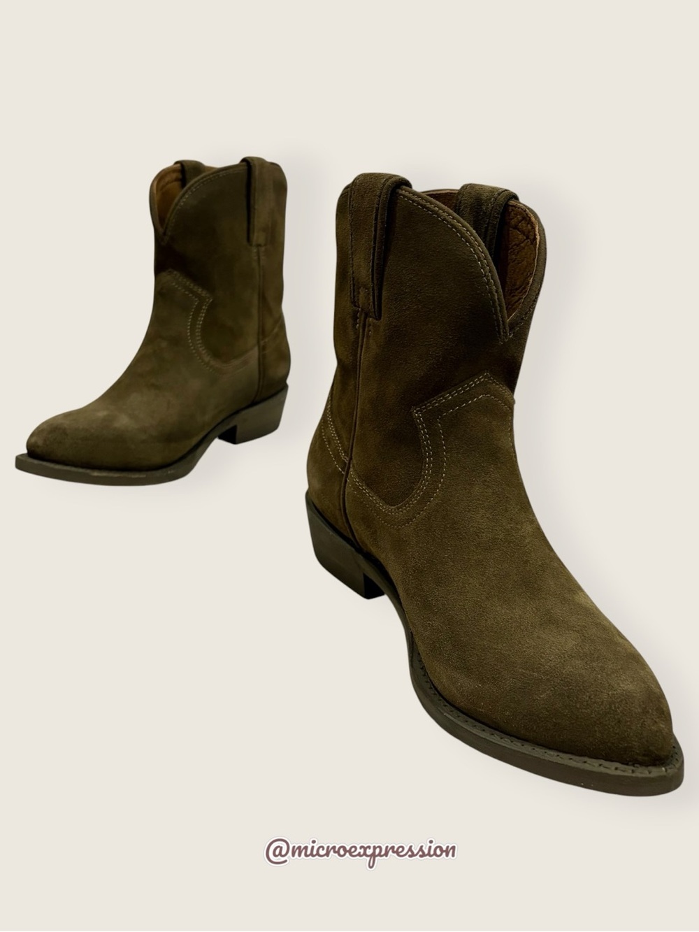 $379 Frye Billy Pull On Olive Green Western Southern Cowboy Short Boho AnkleBoot - Picture 11 of 12